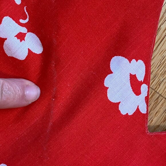 Vintage handmade red & white floral midi circle skirt sleeveless dress pockets - Picture 9 of 12